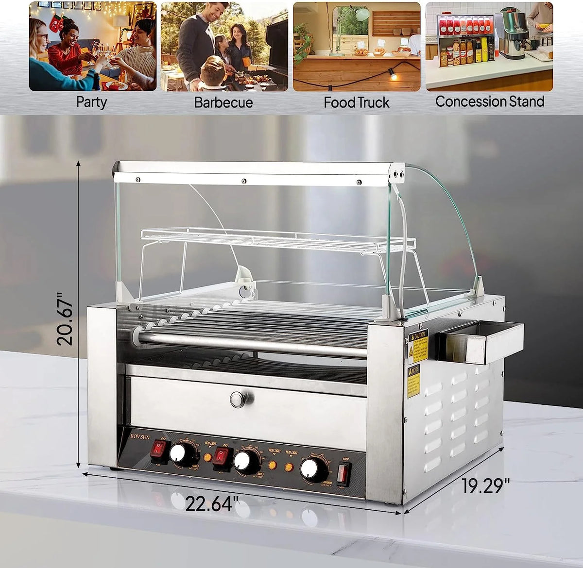 ROVSUN 1050 W 18 Hot Dog Capacity Commercial Hot Dog Roller Grill