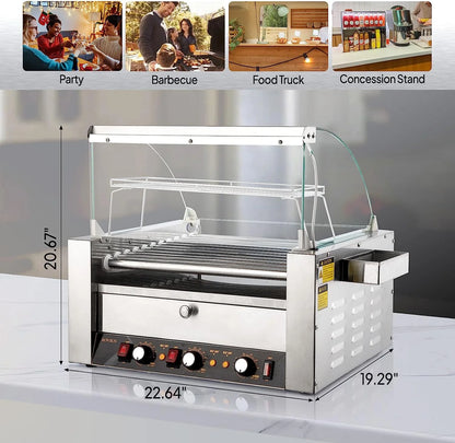 ROVSUN 1050 W 18 Hot Dog Capacity Commercial Hot Dog Roller Grill