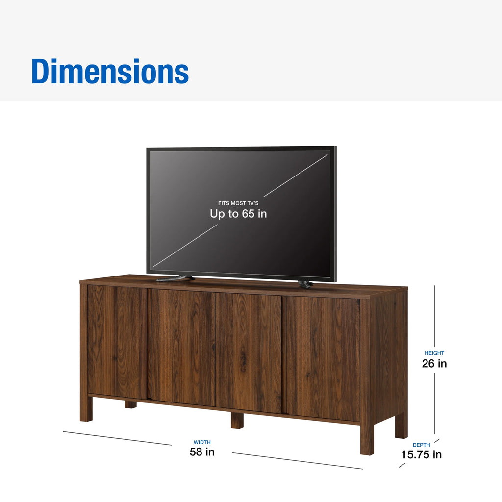 Mainstays 4-Door TV Console for TV��s up to 65��, Canyon Walnut Finish