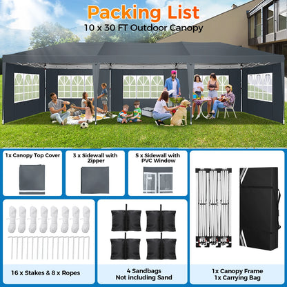 SANOPY 10'x10' EZ Pop Up Canopy Tent Outdoor Party Instant Shelter Portable Folding Beach Canopy with 4 Sandbag & Carrying Bag, Black