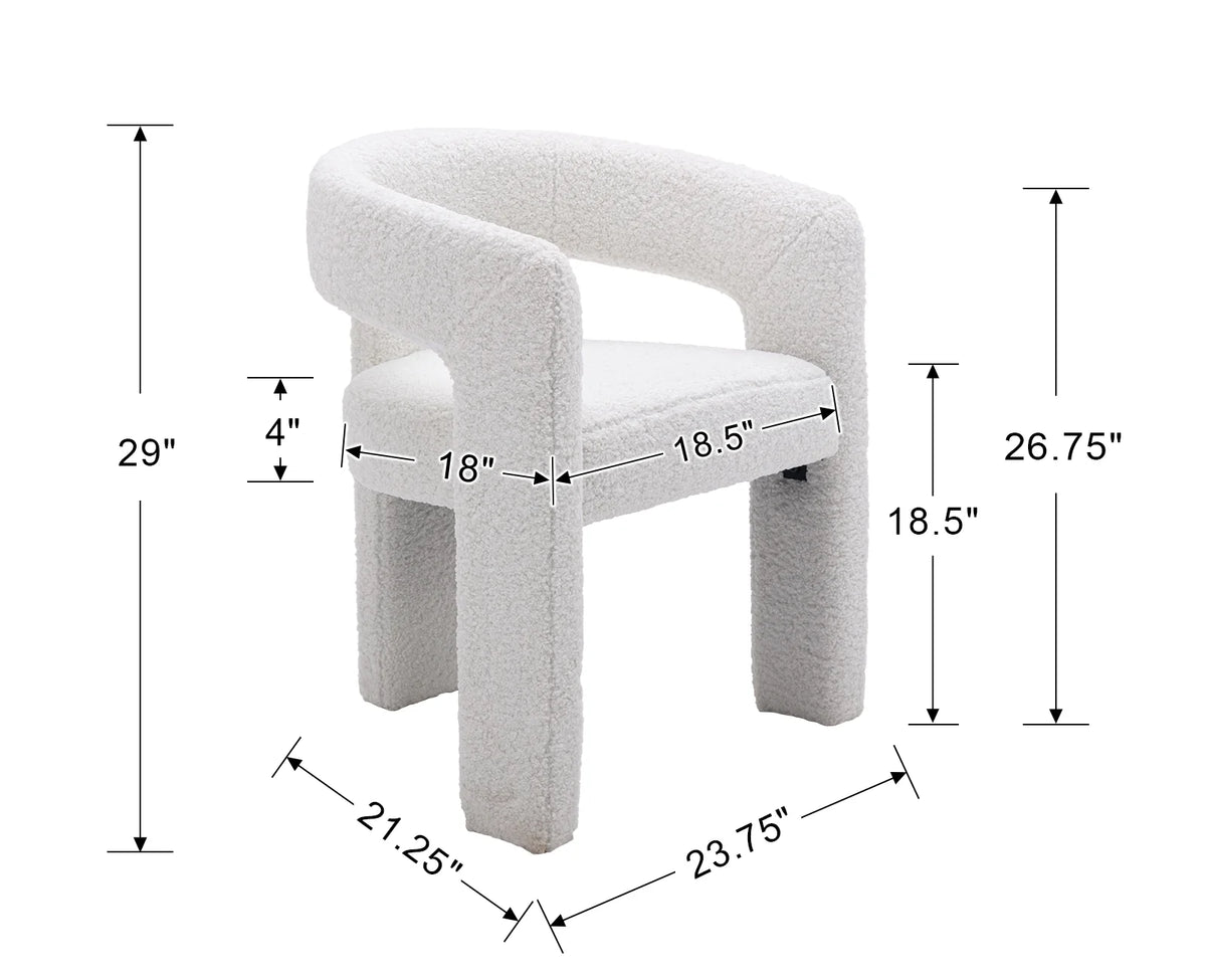 Guyou Modern Sherpa Upholstered Dining Chair, Cute Barrel Side Armchair Kitchen Chair with Armrests and Back for Living Room Dining Room Bedroom, Green