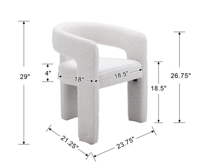 Guyou Modern Sherpa Upholstered Dining Chair, Cute Barrel Side Armchair Kitchen Chair with Armrests and Back for Living Room Dining Room Bedroom, Green