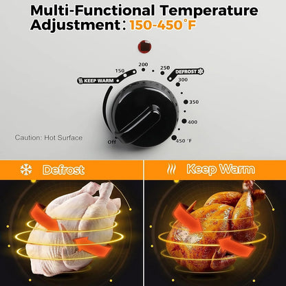 18 Quart Electric Roaster Oven, Turkey Roaster Electric, Roaster Oven Buffet, Selfbasting Lid, Removable Pan, Full-Range Temperature Control Cool-Touch Handles, White Body, Black Lid