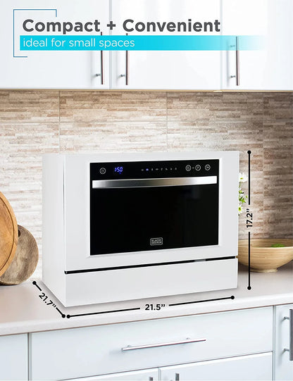 BLACK?Ӕ BCD6W Compact Countertop Dishwasher, 6 Place Settings, White