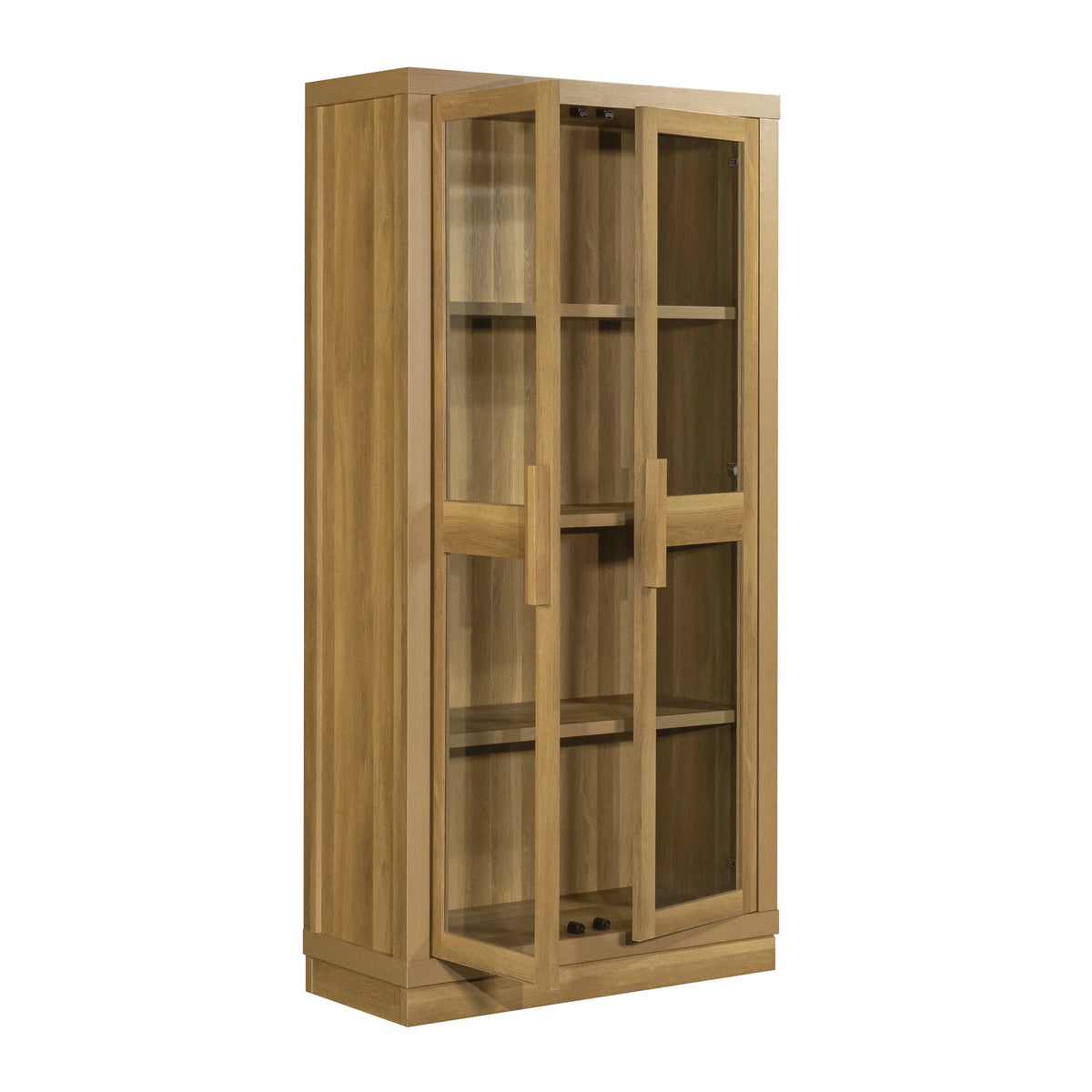 Better Homes & Gardens Ezra Glass Door Storage Accent Cabinet, Warm Walnut finish