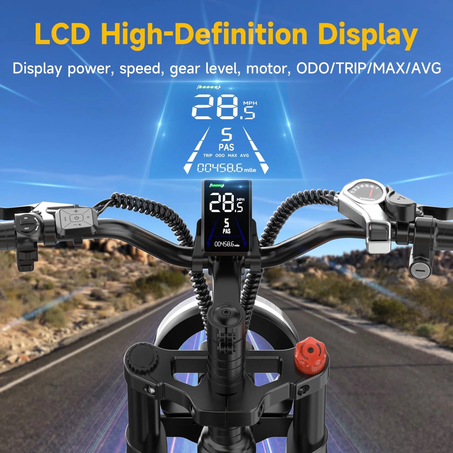 1500W Peak Electric Bike for Adults, 20" Fat Tire E-Bike, 48V 15Ah Battery, 7-Speed E-Mountain Bike with Storage Rack, UL2849
