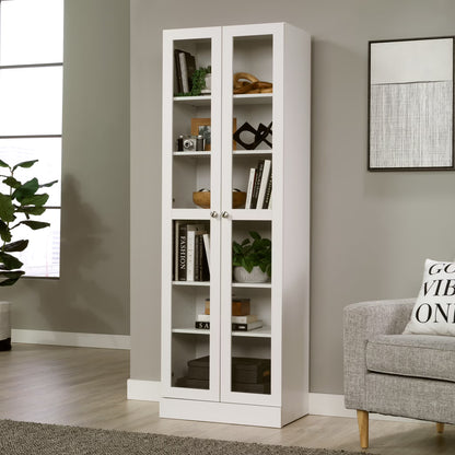 Mainstays Glass Door Storage Bookcase, Black Finish