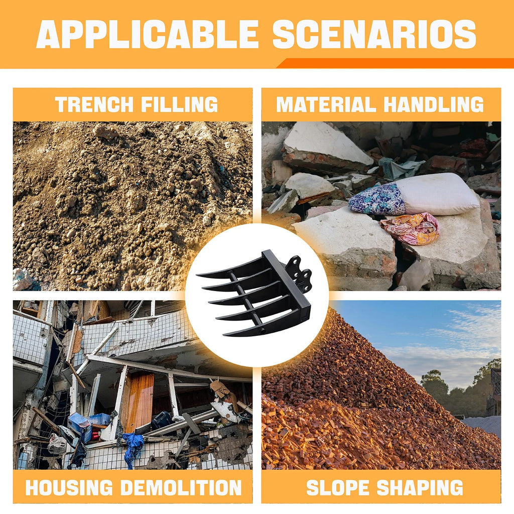 MachPro Mini Excavator Rake, 31'' Mini Excavator Attachments, 9 Tooth Wide Backhoe Digger Accessories Rake Use for Land Clearing, Debris Removing