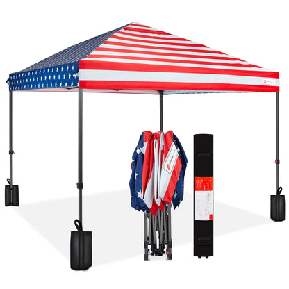 Best Choice Products 12x12ft Easy Setup Pop Up Canopy w/ 1-Button Setup, Wheeled Case, 4 Weight Bags - Navy Blue