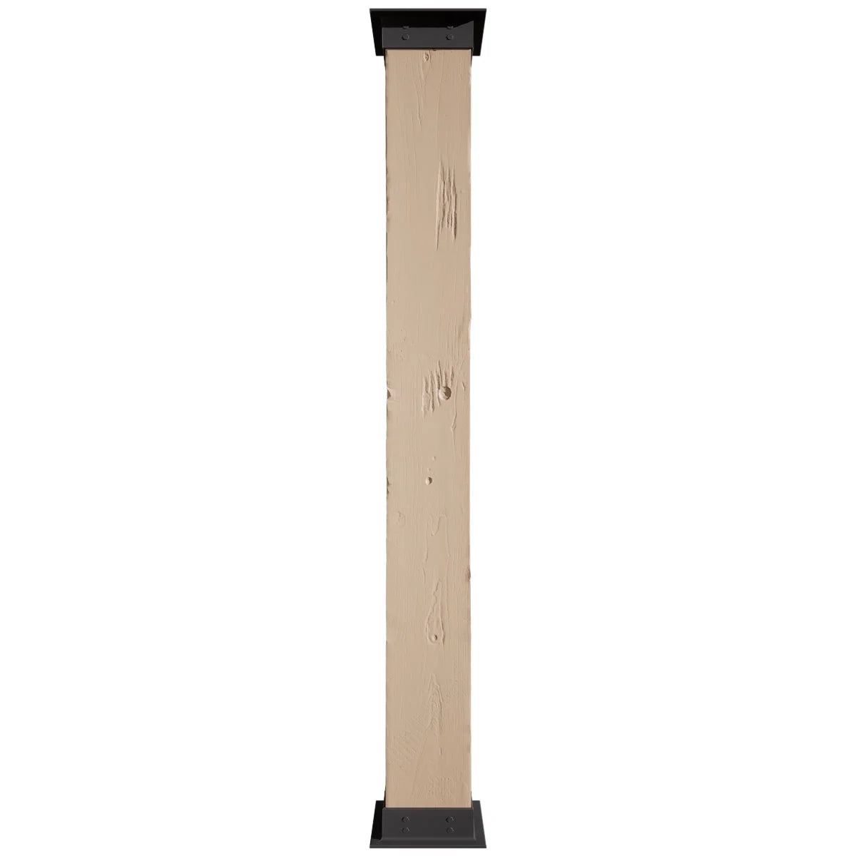 Ekena Millwork 6"W x 5'H Sand Blasted Endurathane Faux Wood Non-Tapered Square Column Wrap with Faux Iron Capital & Base