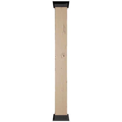 Ekena Millwork 6"W x 5'H Sand Blasted Endurathane Faux Wood Non-Tapered Square Column Wrap with Faux Iron Capital & Base