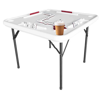 Bene Casa Foldable Domino Table with Built-In Drink Holders, 38�� x 38��, White