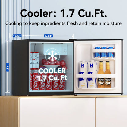 Freezer 1.7 Cu ft Single Door Mini Fridge, grey, New