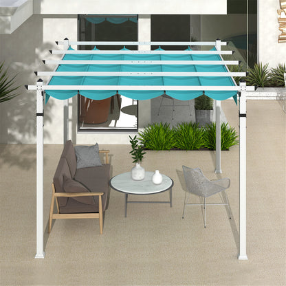 Gymax 12' x 10' Outdoor Pergola w/ Retractable Canopy Aluminum Frame Anchors Patio Grey