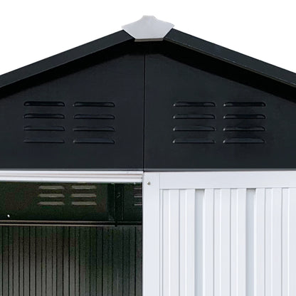 Outdoor Storage Garden Sheds 6FTx4FT Apex Roof Lockable Doors for Backyard White+Yellow