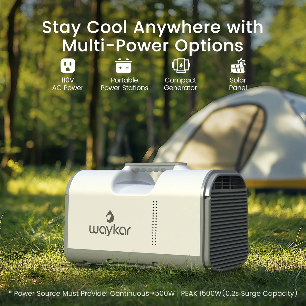 Waykar 4500BTU Portable Air Conditioner for Tent, Camping, RV, 130 Sq. Ft., Low Noise, Remote Control