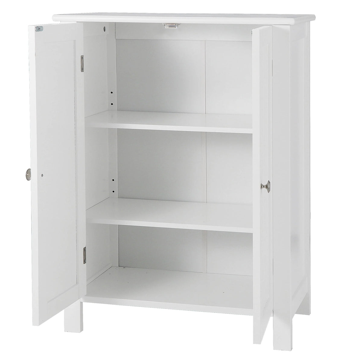 HomGarden 2-Door Bathroom Floor Storage Cabinet Side Cupboard W/ Adjustable Shelves, 11.8'' W, White