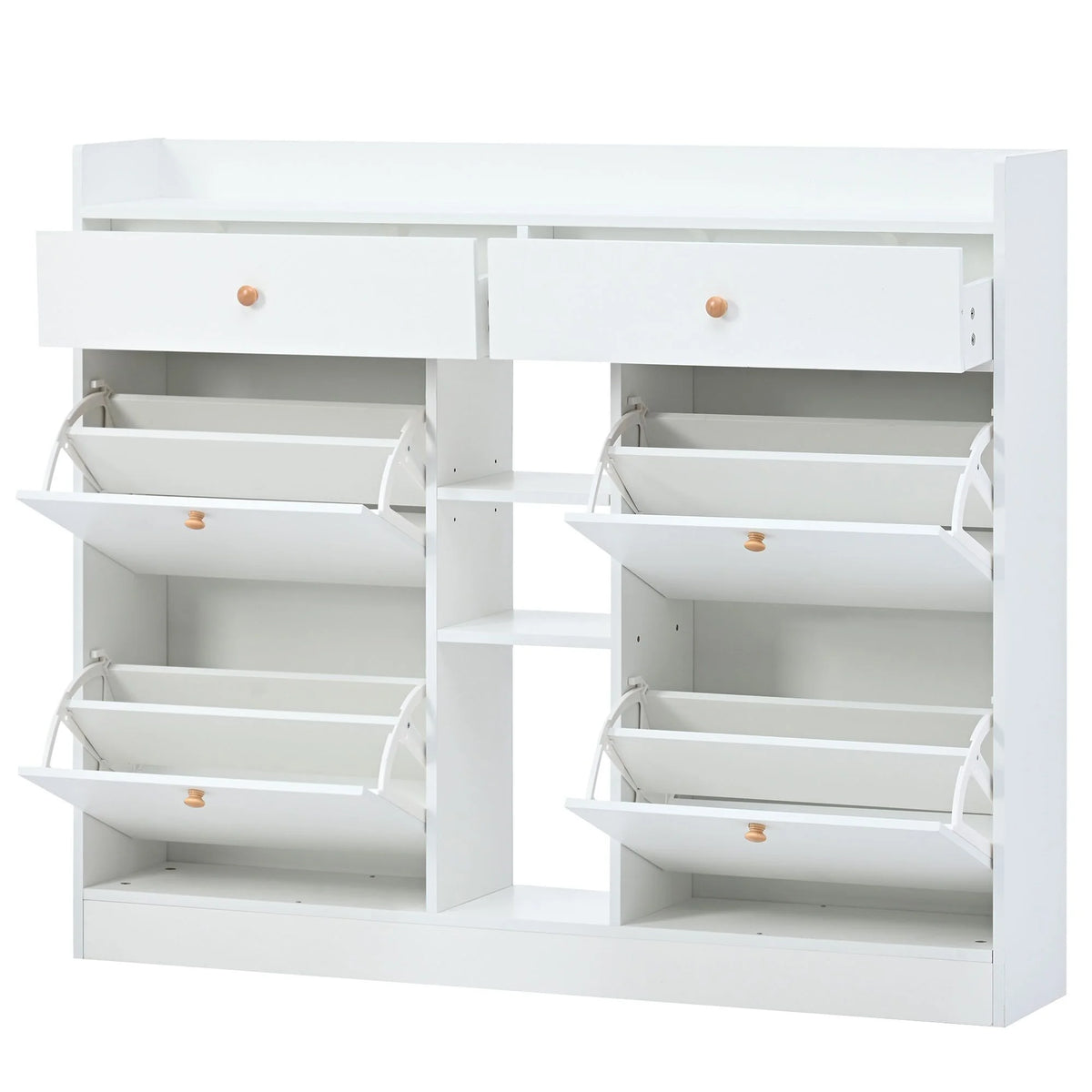 Aukfa Shoe Cabinet with 4 Flip Drawers and 2 Storage Drawers- Black