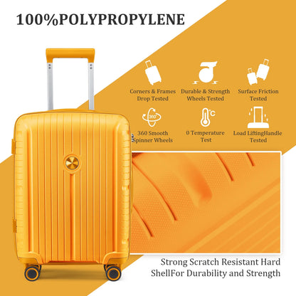 Joyway 5 Piece Luggage Sets Hardshell Lightweight Suitcase with TSA Lock Spinner Wheels-Orange