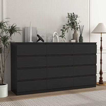 Resenkos Modern Mid Century 6 Drawer Wide Dressers Chests for Bedroom, Chest of Drawer Organizer Grey