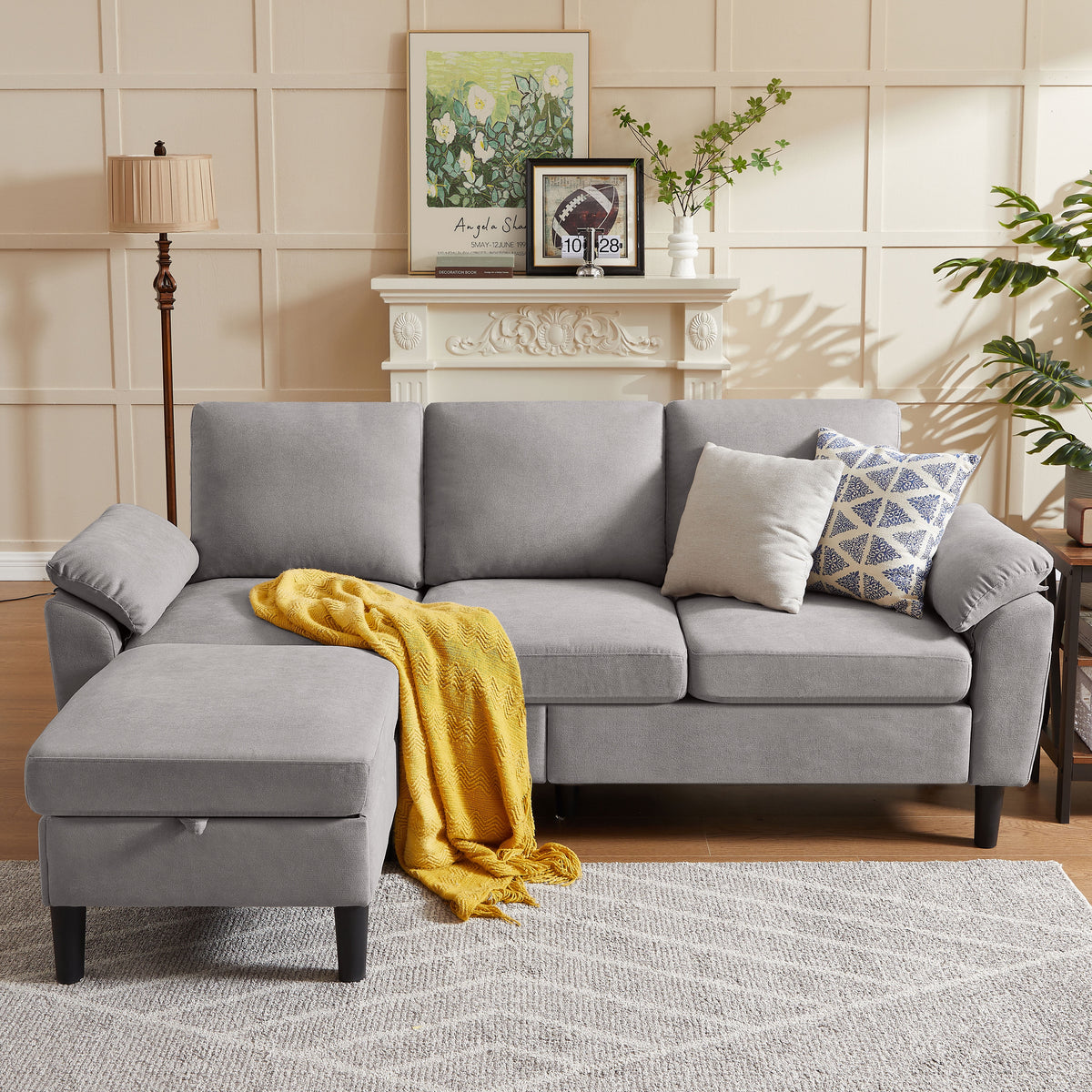 Pingliang Home Sectional Sofa Couch with Storage Ottoman,Modern 3 Seat L Shaped Sofa Couch for Living Room Apartment Studio Office