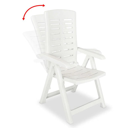 vidaXL Reclining Patio Chairs Outdoor Stack Dining Chair with Armrest Plastic