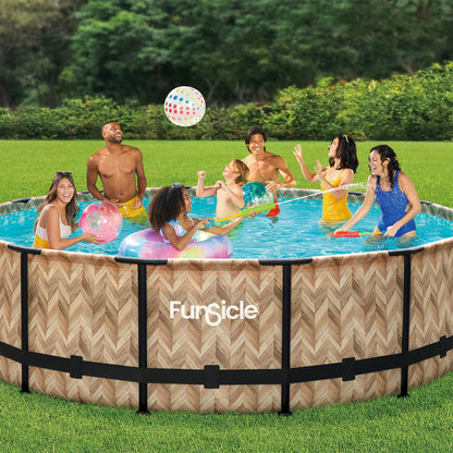 Funsicle 14ft Round Oasis Above Ground Pool with SkimmerPlus Filter Pump, Age 6 & up