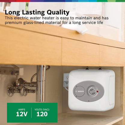 Bosch Electric Mini-Tank Water Heater Tronic 3000 T 2.5-Gallon (ES2.5) - Eliminate Time for Hot Water - Shelf, Wall or Floor Mounted