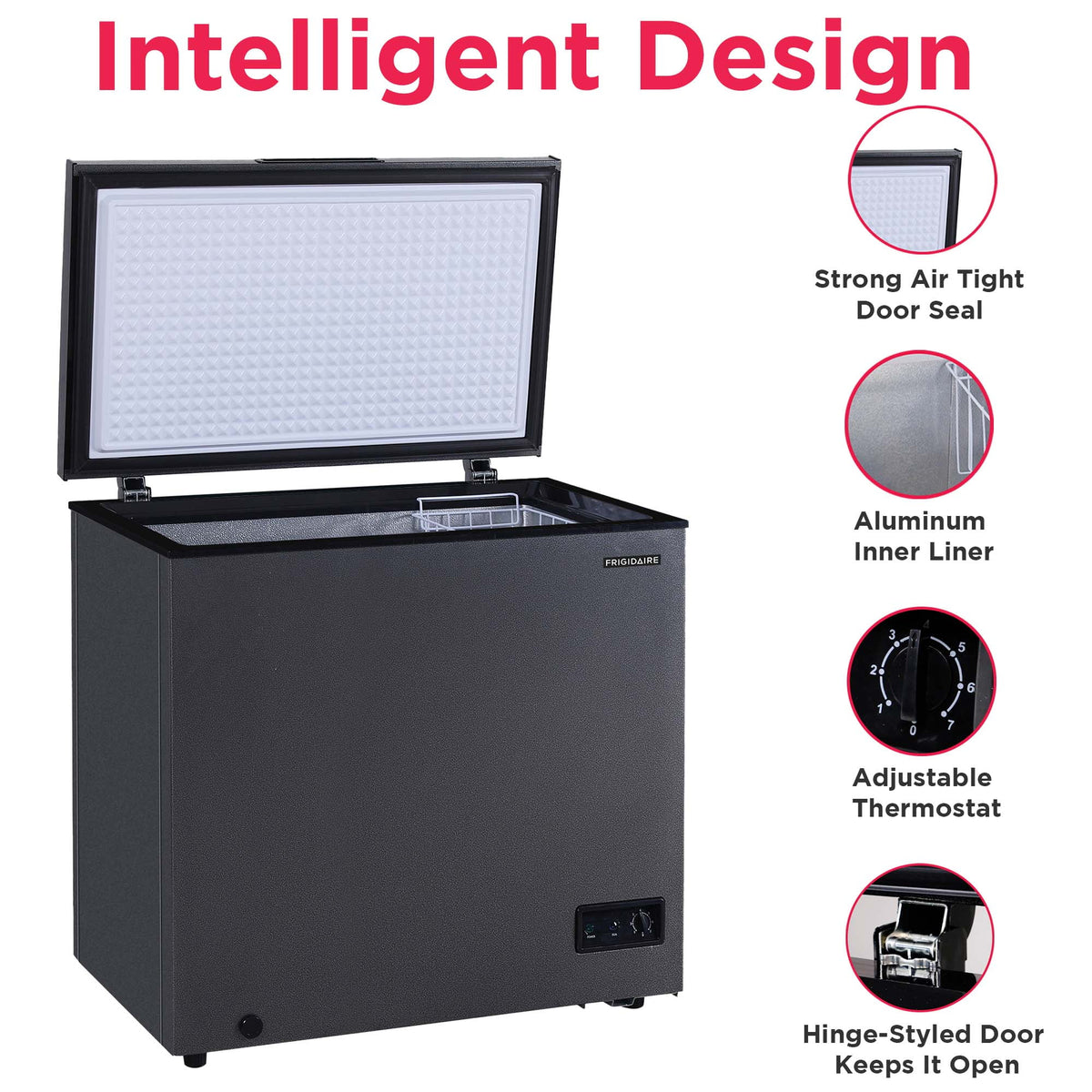 Frigidaire, 5.0 Cu. ft. Chest Freezer, Black Granite Design