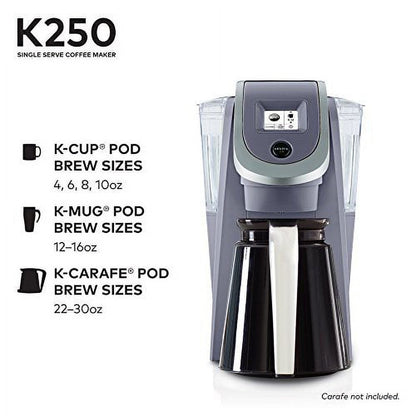 Keurig K250 Coffee Maker, Single Serve K-Cup Pod Coffee Brewer, With Strength Control, Plum Gray