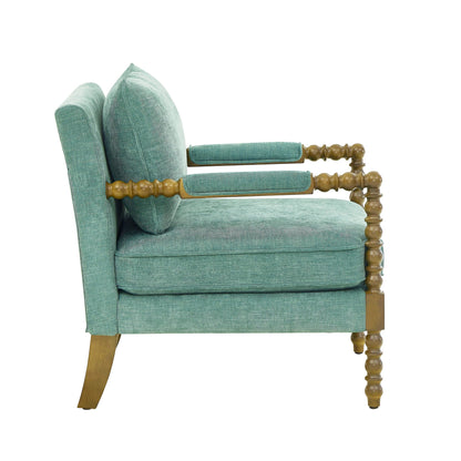 Pioneer Woman Harper Spindle Accent Chair, Jade Fabric Upholstery