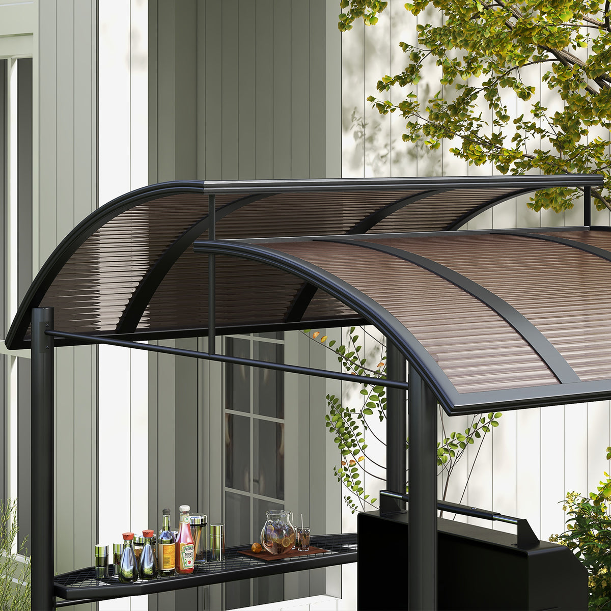Outsunny 8' x 5' Grill Gazebo Shelter with Vented PC Roof, Side Shleves
