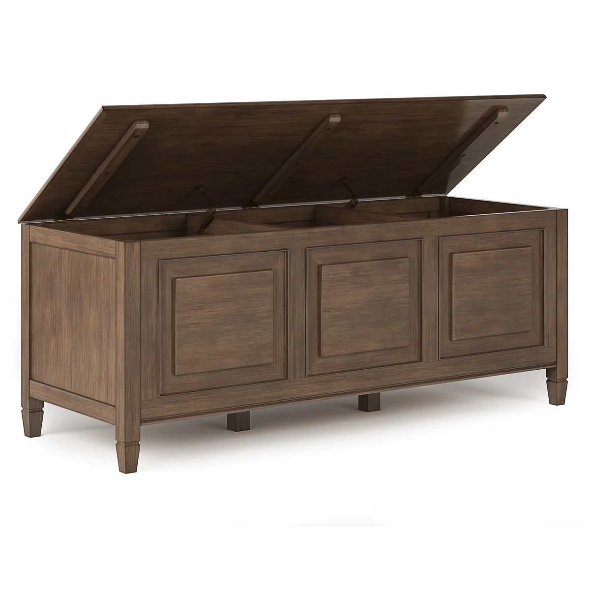 Simpli Home Connaught SOLID WOOD 51 inch Wide Traditional Storage Bench Trunk in Dark Chestnut Brown