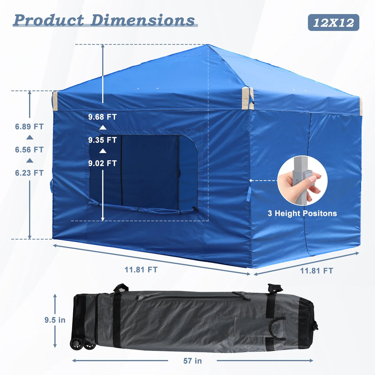 Aoodor Pop Up Canopy Tent with Removable Mesh Window Sidewalls, Portable Instant Shade Canopy with Roller Bag