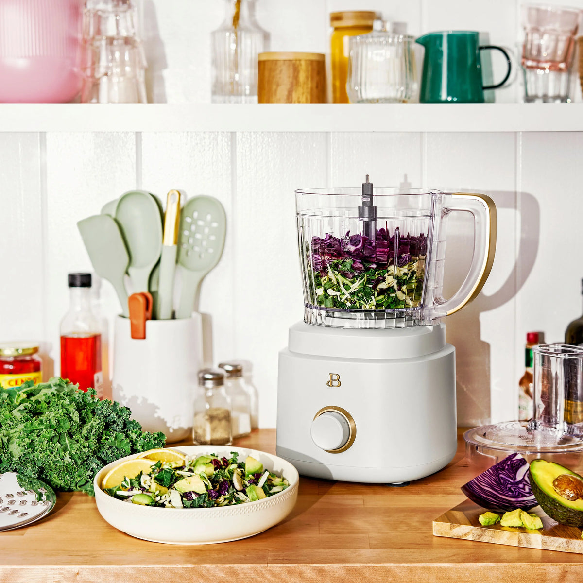 Beautiful 10-Cup Food Processor with Accessories, White Icing by Drew Barrymore