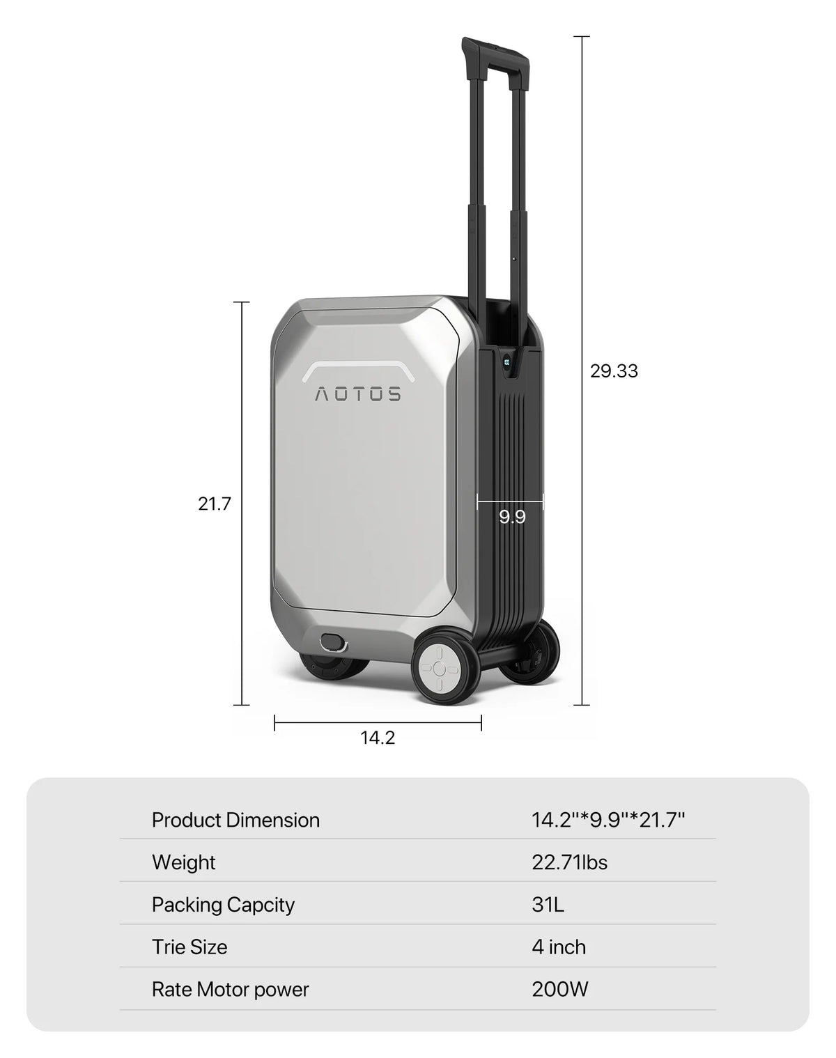 L2-S Smart Rideable Luggage, Foldable Electric Scooter Suitcase, 6.2 mph Max Speed, 6.2-Mile Range, Lightweight Portable Design for Travel & Commute