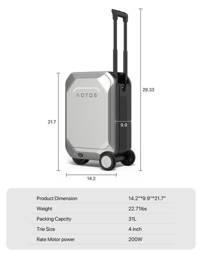 L2-S Smart Rideable Luggage, Foldable Electric Scooter Suitcase, 6.2 mph Max Speed, 6.2-Mile Range, Lightweight Portable Design for Travel & Commute