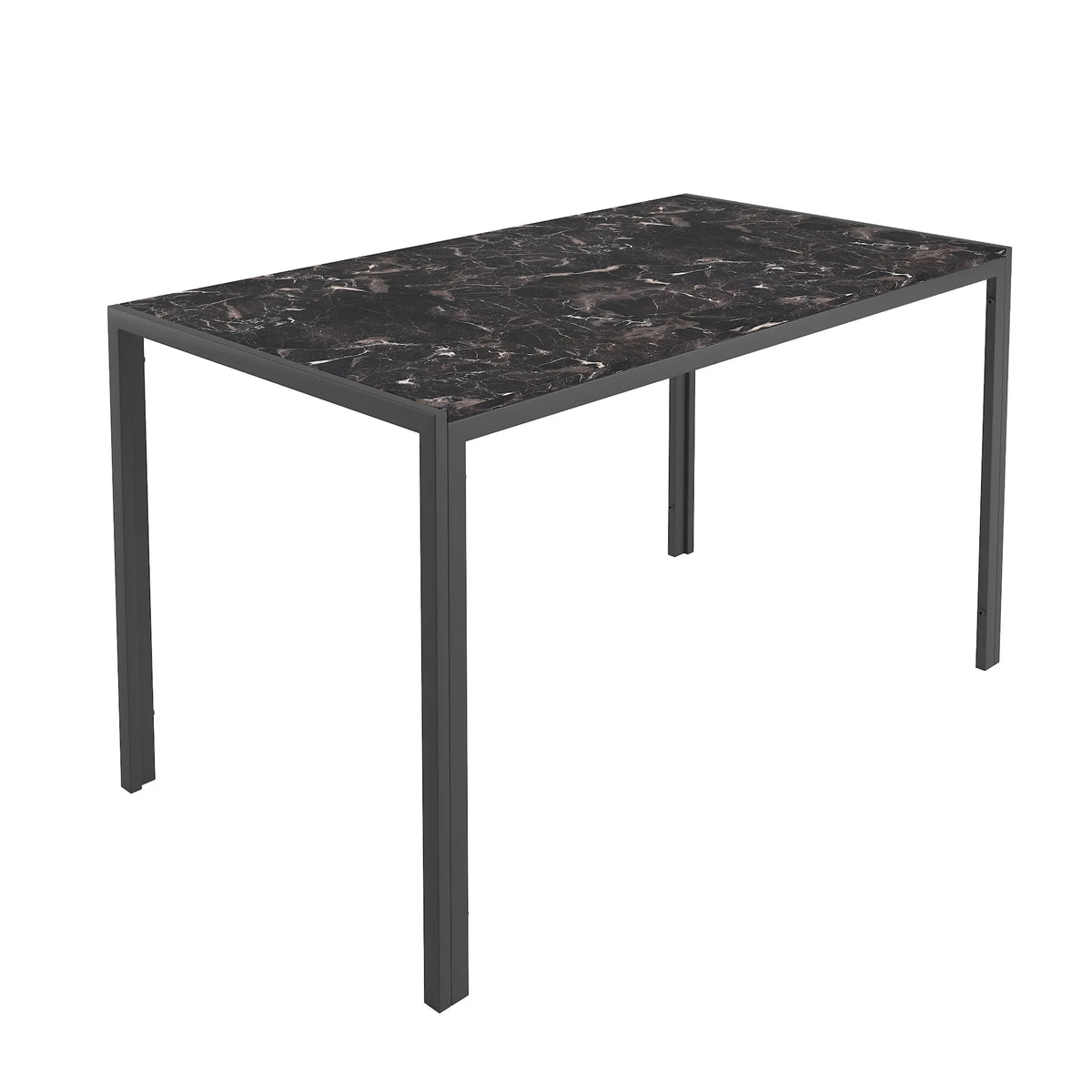 5 Piece Dining Set, Modern Dining Table and Chairs Set for 4, Counter Height Bar Table Set, Modern Pub Table with 4 Velvet Fabric Cushioned Stools, Faux Marble Dining Table & Stools Set, D9297