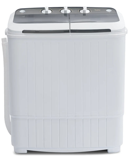 TABU 16.5lbs Portable Washing Machine,Electric Twin Tub Wash&Spin Combo,Semi-Automatic Washer,Gray