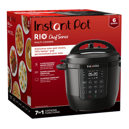Instant Pot 6Qt RIO Chef Series 7-in-1 Multi-Cooker, Pressure Cooker, Slow Cook, & More, Black