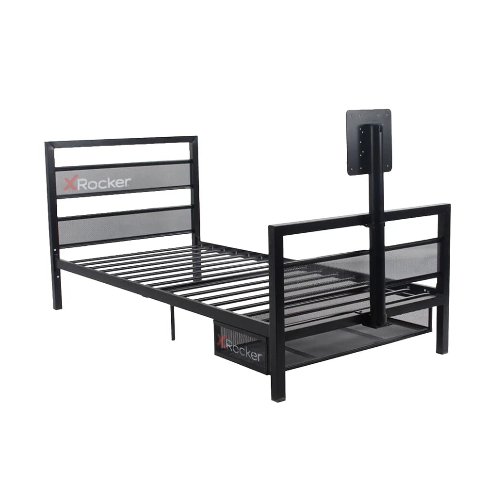 X Rocker Basecamp Gaming Bed Frame with Storage, Black, Twin, Childre, Teen, 42.8" H
