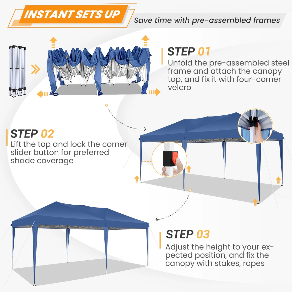 SANOPY 10'x10' EZ Pop Up Canopy Tent Outdoor Party Instant Shelter Portable Folding Beach Canopy with 4 Sandbag & Carrying Bag, Black