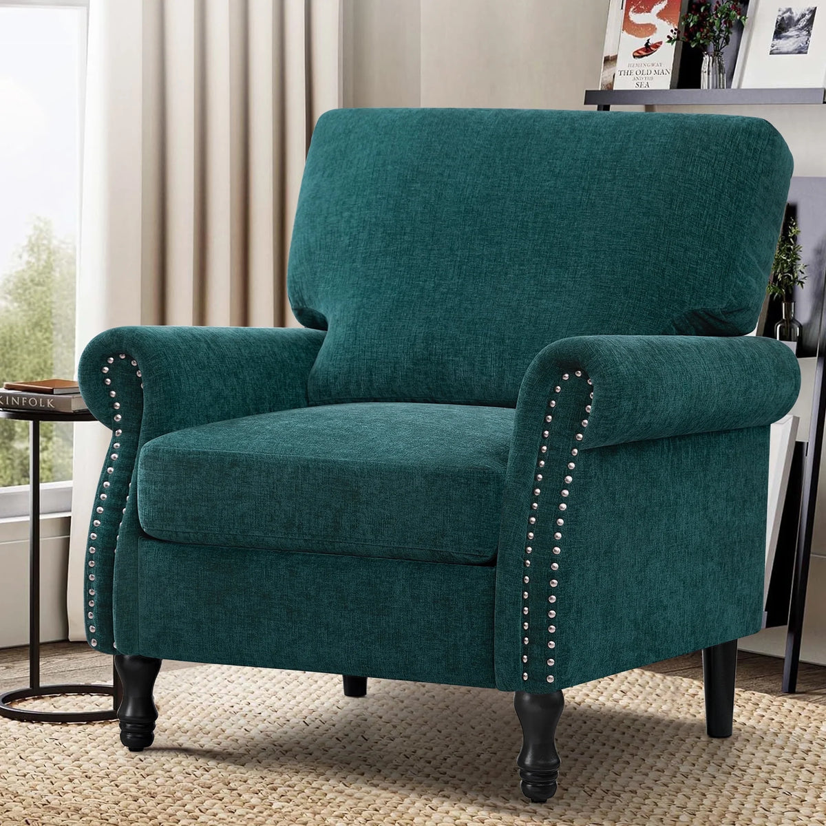 COOLHUT Modern Accent Chair Armchair, Linen Fabric Upholstered Comfy Single Sofa with Solid Wood Frame for Living Room, Gray