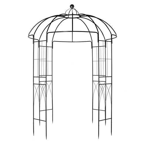 IVV Birdcage Shape Garden Arch, 8.9'Hx6.8'Dia, Pergola Plant Climbing Trellis Arbor Heavy Duty Metal Gazebo Garden Arch for Outdoor Arbor Climbing Plants Backyard Patio Wedding Ceremony, Black