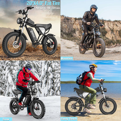 Ridstar Electric Bike for Adults Q20,1200W 30MPH,48V 15.6Ah Electric Bicycle,7 Speed Full Suspension Mountain Bike UL2849