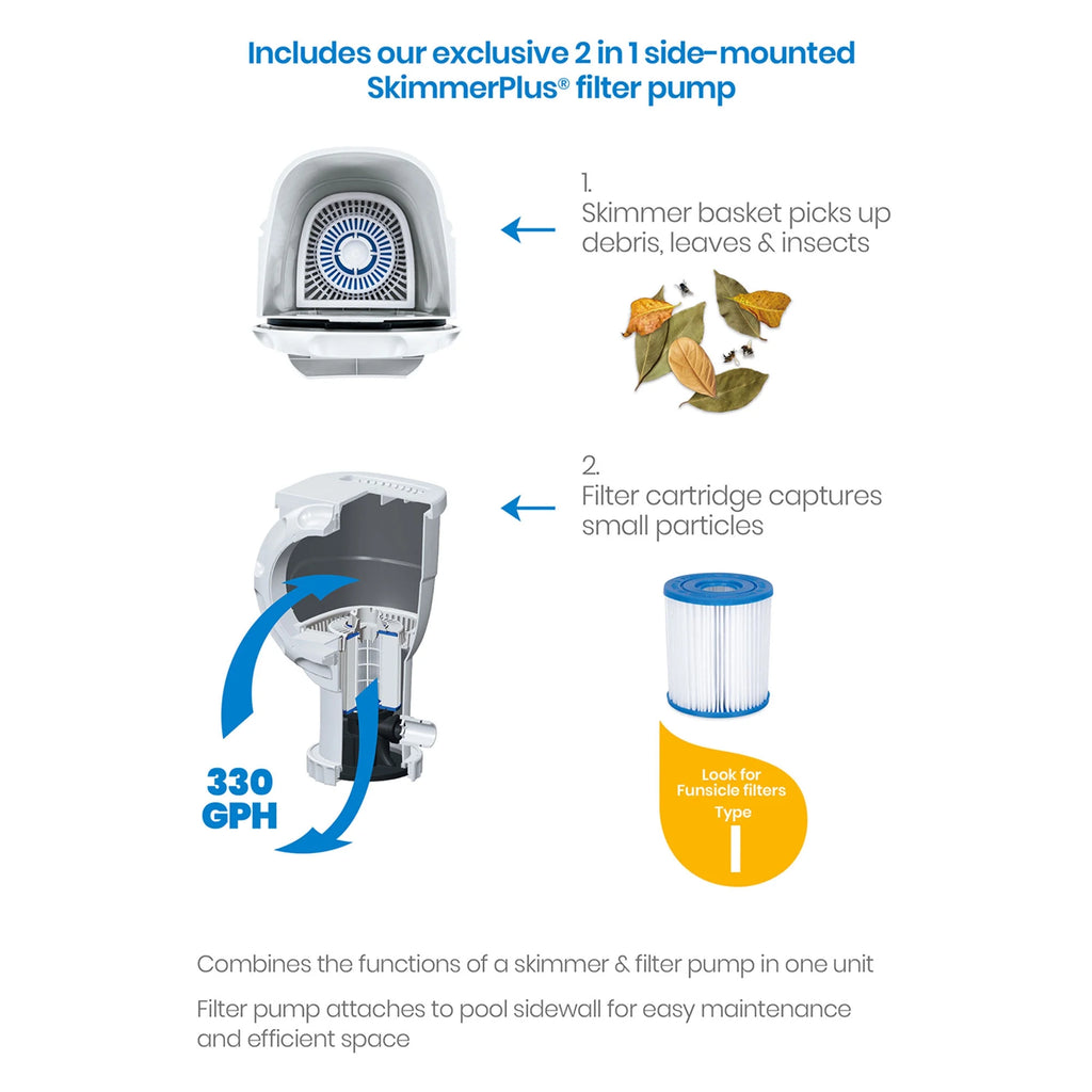 Funsicle 10' x 30" Activity Above Ground Swimming Pool Set with 2-in-1 Pump, Round Frame