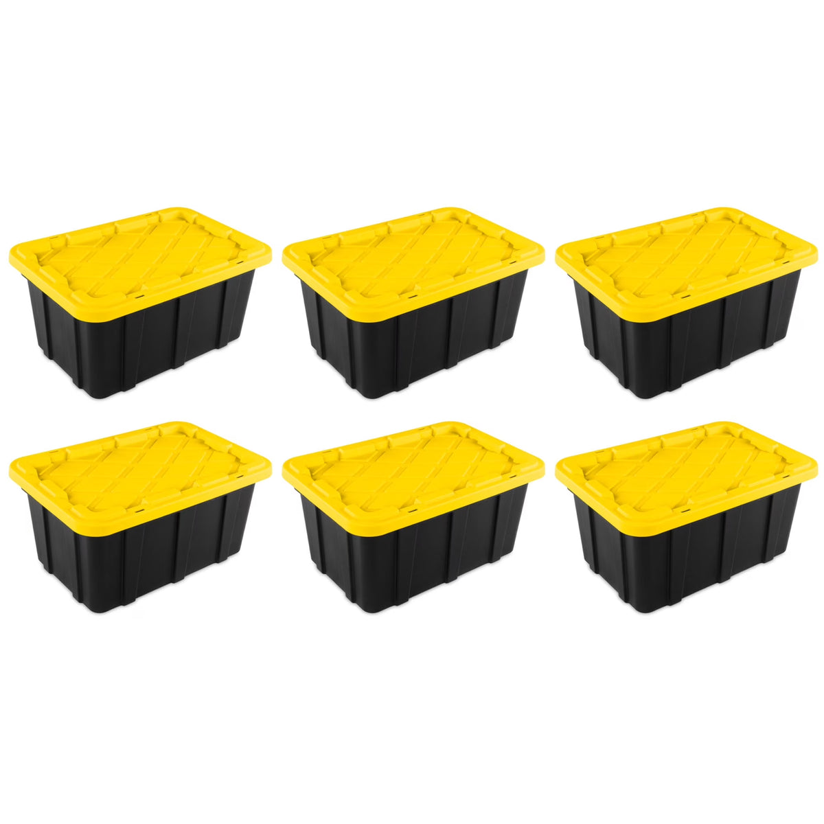 Sterilite 17 Gal Industrial Stackable Storage Tote Lidded Container, 6 Pack