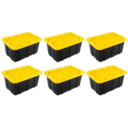 Sterilite 17 Gal Industrial Stackable Storage Tote Lidded Container, 6 Pack