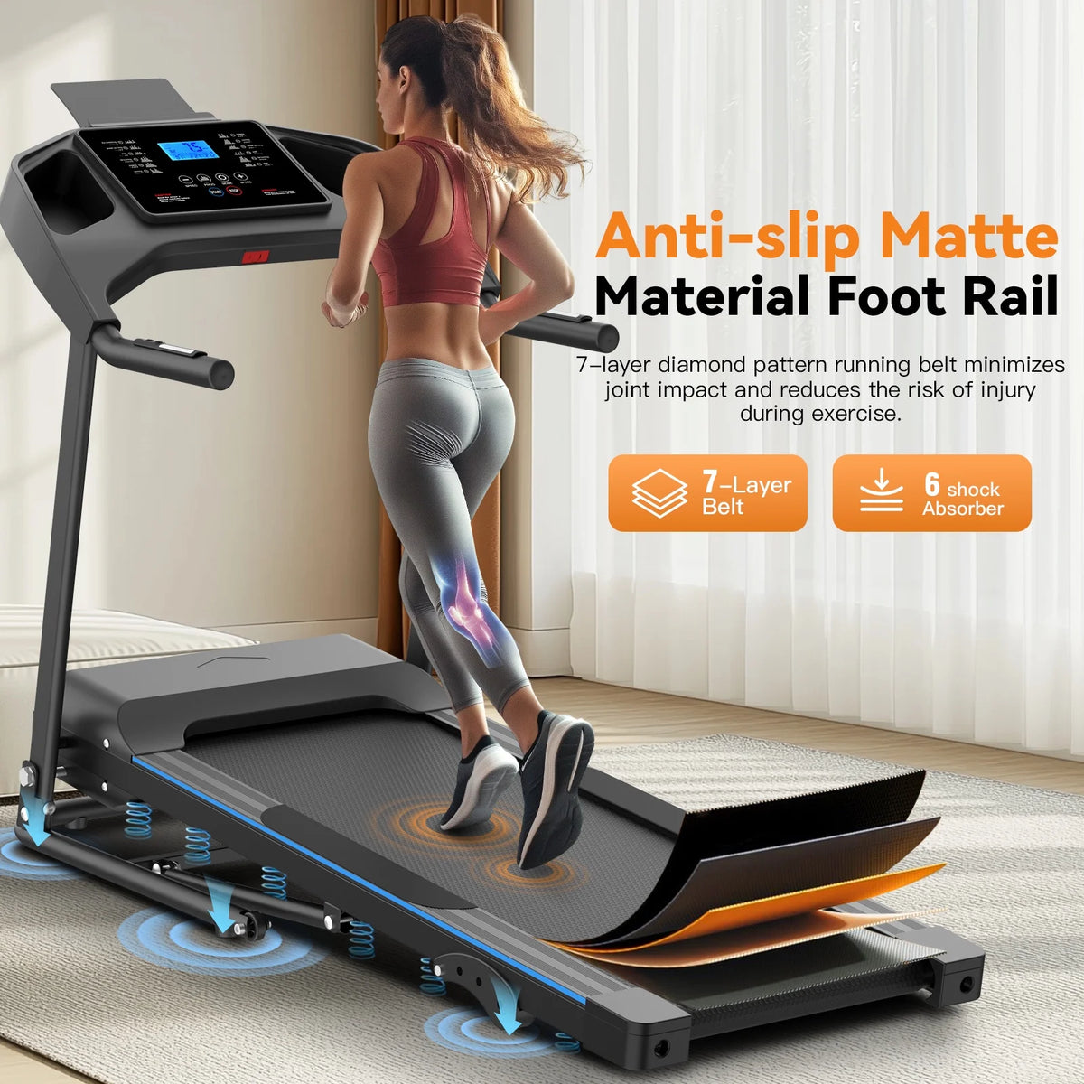 Treadmill with 8% Incline, 3.0 HP Foldable Compact Treadmill with Sit-up Function, 300 lbs Walking Running Treadmill with LCD Display for Exercise, 12 Programs