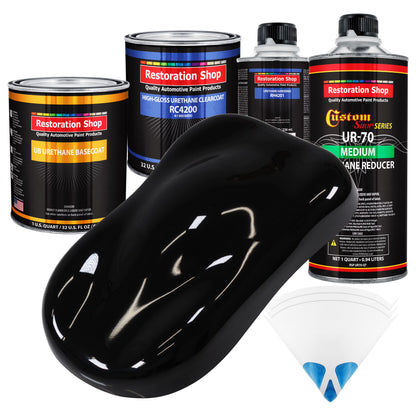 Jet Black (Gloss) Quart URETHANE BASECOAT CLEARCOAT Car Auto Body Paint Kit